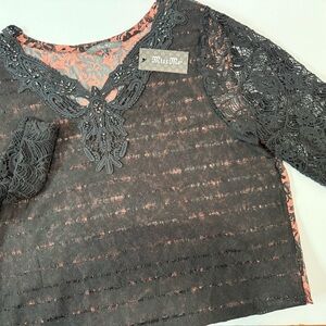 Y2K Miss Me Black Lace medium coral NEW NWT girly